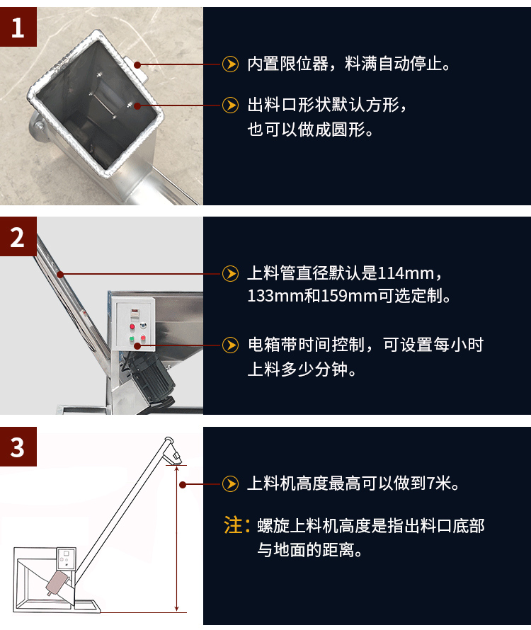 不銹鋼螺旋輸送機(jī)自動上料，可定制管徑，高度可做到7米